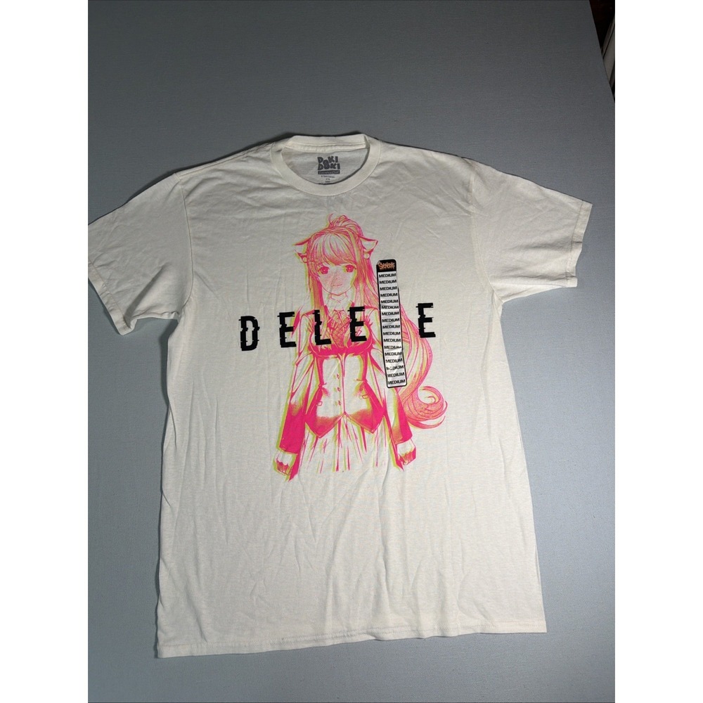Doki Doki Literature Club Mens Short Sleeve Shirt White With Monika Graphic M